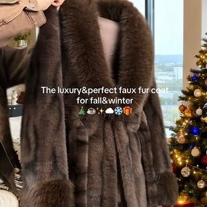 Luxurious Brown Faux Fur Coat